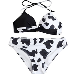 ชุดบิกินี่ผู้หญิงแบบทูพีซ ทันสมัย น้ำหนักเบา ผ้าสเตรชสีพื้น สายไขว้ คอ halter รับผลิตตามแบบ OEM - Product Image 3