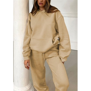 Custom Oversized Women's <b>Hoodie</b> Joggers Set Tracksuit <b>Leopard</b> <b>Print</b> Contrast Piping Casual Plain Sweat Suit Wear 2026 - Product Image 4