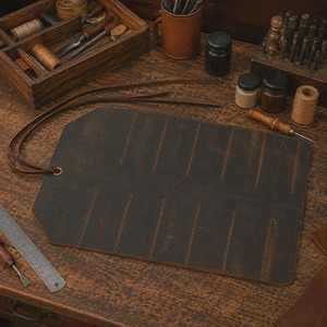 Genuine Leather Roll Up <b>Tool</b> Organizer Heavy Duty Craft <b>Tool</b> Storage Bag For Woodworkers <b>Carpenters</b> Mechanics OEM for sale - Product Image 6