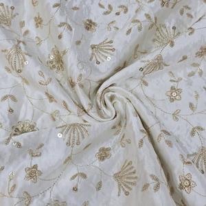 Luxury <b>Sequin</b> Embroidery Lace Fabric Floral Beaded Mesh Fabric African Wedding Party Dress Material - Product Image 2