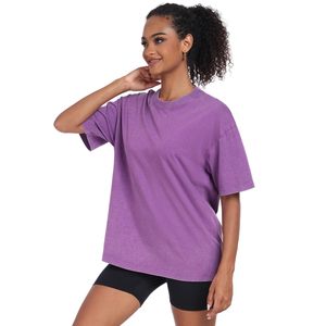 เสื้อยืดวินเทจทรงโอเวอร์ไซส์ผ้าฝ้ายสำหรับผู้หญิง สไตล์ย้อมสีแบบแอซิดวอช รับผลิตตามสั่ง ขายส่งจำนวนมาก - Product Image 3