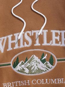 Sudadera con Capucha para Hombre, 100% Algodón, Resistente al Viento, Ecológica, con Gráfico de Montaña Bordado, Forro Polar Afelpado, Casual, con Cordón Ajustable - Product Image 4