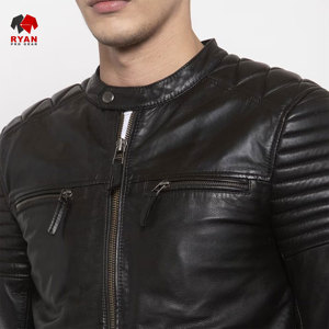 แจ็คเก็ตหนังออกแบบเองสำหรับผู้ชาย ยี่ห้อ Ryan Pro Gear พร้อมโลโก้แบบกำหนดเอง ดีไซน์ ODM - Product Image 6