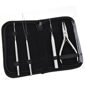 Nouvelle conception, tendance du moment, kit d'outils d'extension de cheveux imperméables à micro-liens noués à la main, en acier inoxydable doré et plastique, durable - Product Image 4