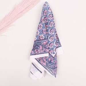 Foulard carré de luxe imprimé floral en coton, bandana décontracté, accessoire d'été pour cheveux, doux pour la peau, multifonctionnel - Product Image 4