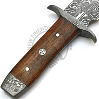 Nouvelle édition de couteau de chasse artisanal en acier Damas à lame pleine, avec manche en bois de rose, extra tranchant, pour le camping et la survie
