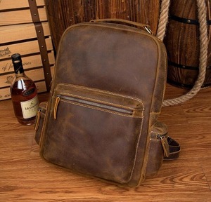 Elegant Vintage Leather <b>Backpack</b> <b>Waterproof</b> Anti-Theft Laptop Rucksack Genuine Leather Daypack LBP-0370 - Product Image 3