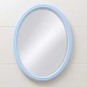 VILLA ULTIMA DELUXE SINGLE <b>MIRROR</b> Light Blue Oval Minimalist Design Decorative Framed <b>Plastic</b> Home Decor Bathroom Wall <b>Mirror</b> - Product Image 1
