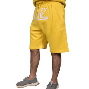 Shorts de survêtement épais pour homme, style streetwear, avec cordon de serrage, appliqué vintage, bordure coupée et broderie en strass - Product Image 4