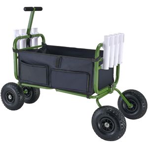 Carro pieghevole in acciaio resistente 300 libbre capacità di carico 8 portacanne 11 \ "grandi ruote per la pesca sulla spiaggia molo di sabbia - Product Image 1
