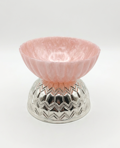Bol en quartz rose écologique de luxe, base plaquée argent 925, motif géométrique, fait main, design moderne, idéal pour les fêtes - Vente chaude - Product Image 1