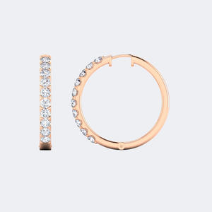 Pendientes de Aro con Diamantes de Corte Redondo de 2.95CTW con Engaste Compartido Tipo Eternity - Product Image 3