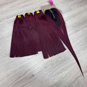 ผมตรงจากกระดูกผมมนุษย์เวียดนามผมตรงสีเบอร์กันดี - Product Image 2