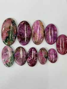 Thulite rose naturelle, pierres précieuses en vrac, cabochons de forme ovale, lot de 10 pièces, 95g, fournisseur en gros de pierres précieuses en vrac pour les acheteurs chinois - Product Image 4