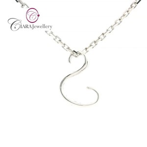 PENDENTIF EN OR BLANC SOILD 18K AU750 LETTRE INITIALE "S" EN DIAMANT NATUREL VÉRITABLE - Product Image 3