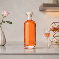 Bouteille en verre cylindrique à épaule arrondie et à large ouverture de 750 ml, idéale pour l'emballage du brandy, du vin de fruits et du whisky