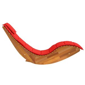 Chaise longue à bascule en bois d'acacia massif avec coussin, chaise longue de qualité supérieure pour la détente en plein air - Product Image 5