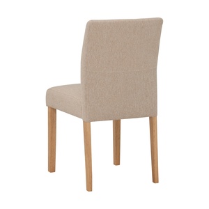 Chaise de salle à manger moderne en chêne malaisien finition naturelle, assise en tissu jersey beige, style nordique, pour mobilier de restaurant - Product Image 4