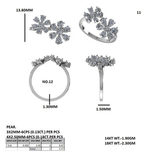 18K Gold Floral Pear Cut Lab Grown Diamond <b>Stud</b> <b>Earrings</b> for Women Luxury Jewelry Gift - Product Image 6