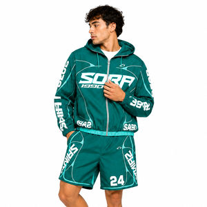 Ensemble coupe-vent personnalisé avec veste et short imprimés, ensemble de shorts de course à séchage rapide, légers, pour l'été, avec capuche, USA - Product Image 6
