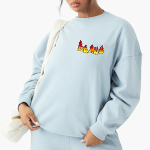 Sudaderas Extra Grandes de Cuello Redondo para Mujer, Color Rosa Sólido, Hombros Caídos, Manga Larga, Algodón Transpirable, Sudaderas con y sin Capucha - Product Image 5
