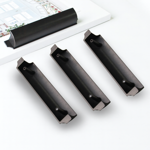 Factory Price Zinc Alloy Matte <b>Black</b> <b>Edge</b> Pull Handle Modern Minimalist Style for Kitchen Cabinet Bedroom Bathroom Furniture - Product Image 3