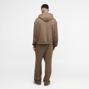 Survêtement marron à capuche pour homme, coupe ample en coton uni, avec poches latérales et cordon de serrage, idéal pour l'automne - Product Image 2