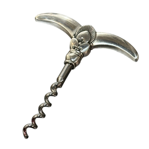 Tire-bouchon de luxe vintage en argent sterling, artisanal, style Art Nouveau, pour articles de bar haut de gamme et cadeaux d'affaires - Product Image 1