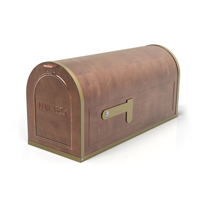 Buzón de Metal con Acabado Cobre Antiguo y Detalles en Latón, para Montaje en Poste, Exterior, Decoración para el Hogar - Product Image 1