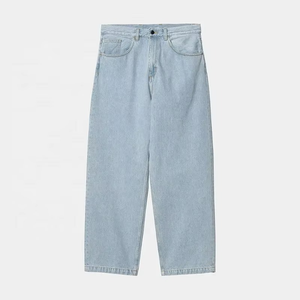 Light Wash Vintage Fashion Custom Logo High Quality Streetwear Regular Fit Casual Denim <b>Jeans</b> Men - Product Image 4