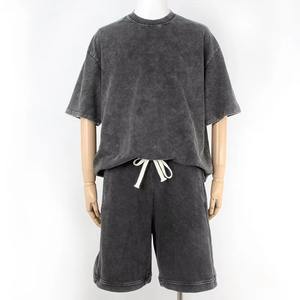 Ensemble T-shirt et short délavé pour homme, style vintage délavé à l'acide, tenue décontractée d'été deux pièces, streetwear oversize, personnalisable OEM - Product Image 6
