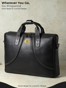 WRIZA Premium Genuine Leather <b>Laptop</b> Bag Unisex 15.6 Inch Waterproof Office Messenger Bag Adjustable Shoulder Strap Polyester - Product Image 1