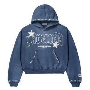 Nouvel Arrivage Survêtement Homme Style Urbain Effet Délavé au Soleil Coupe Ample Strass Délavage Acide Ensemble 2 Pièces à Capuche et Pantalon Empilé - Product Image 3