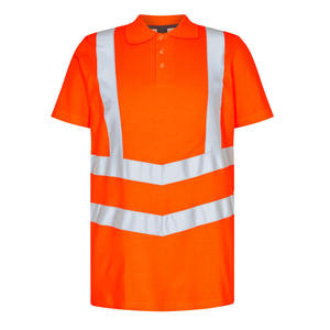 Polo haute visibilité pour homme, orange avec bandes réfléchissantes, vêtements de travail - Product Image 6