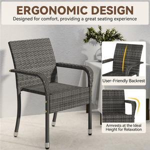 Set di 2 poltrone da esterno in rattan PE con poggiapiedi regolabili, colore grigio - Product Image 5