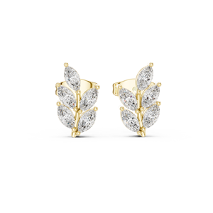 Boucles d'oreilles exclusives multi-pierres avec diamants de laboratoire taille marquise brillants, or jaune 14 carats, bijoux certifiés GRA - Product Image 1
