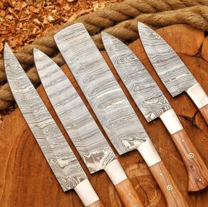 Ensemble de couteaux de cuisine professionnels faits à la main, 5 pièces, THEWIZ CRAFTS, manche en os traditionnel ambidextre, couteaux en acier à haute teneur en carbone - Product Image 5
