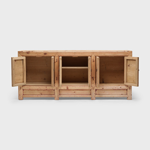 Buffet en bois de pin rustique de style mongol avec 6 portes et tiroirs - Product Image 3