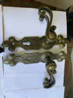 Poignée de porte décorative EURO IRON, finition laiton vintage, ambidextre, motif floral, contrôle tactile pour porte d'entrée intérieure