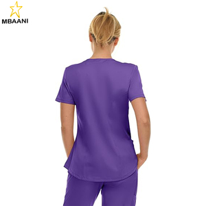 <b>Scrubs</b> Women's V-Neck Notch Fashion Stretch <b>Scrub</b> <b>Top</b> with Two Pockets, Flex Easy Care Fabric - Product Image 2