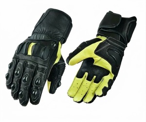 Gants de moto en cuir enduit de polyuréthane, respirants, à doigts entiers, avec sangle de poignet réglable, pour la course - Product Image 2
