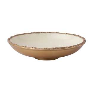 Bol en aluminium avec bord doré, intérieur blanc, bordure sculptée, design glamour, écologique, durable, fait main, pour servir les aliments, utilisation en fête - Product Image 1