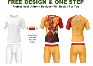 ชุดรัดกล้ามเนื้อผู้ชายระบายอากาศได้ดี ขายส่งจากโรงงาน ออกแบบเองได้ พิมพ์ลายดิจิตอลด้วยความร้อน ชุดรัชการ์ด MMA - Product Image 2