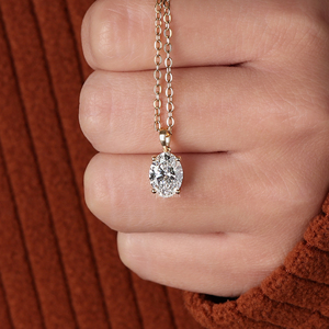 Colgante de Diamante Cultivado en Laboratorio con Corte Ovalado en Oro de 14K, Joyería de Diamantes VVS de Lujo, Colgante Hip Hop Personalizado - Product Image 3