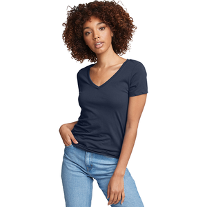 Camisetas Casuales de Manga Corta con Cuello en V para Mujer, Camisetas de Algodón con Logotipo Personalizado al por Mayor, Camisetas Lisas Teñidas - Product Image 5