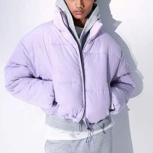 Custom Embroidery Logo Women <b>Crop</b> Padded <b>Jacket</b> New Arrival Detachable Hood Women Bomber <b>Jacket</b> Ladies <b>Puffer</b> Coat - Product Image 3