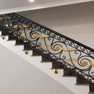 Barandilla de escalera artística de hierro: Sistemas de balaustradas de metal forjado ornamentados diseñados para interiores de casas de lujo y elegancia atemporal. - Product Image 3