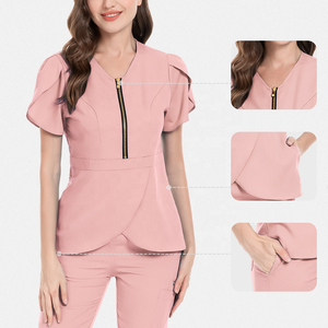Scrub Uniform Hospital Medical Nursing Scrubs Sets 100% Cotton Washable <b>Top</b> and Pants Spa Beauty Salon Stretchy Nurse Uniform - Product Image 5