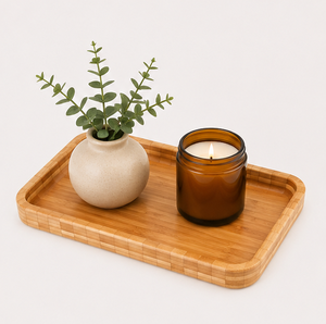 Wholesale Eco-Friendly Rectangular <b>Bamboo</b> Serving Tray Natural Solid Wood Modern Floral Design Wedding Decorative Platter - Product Image 4
