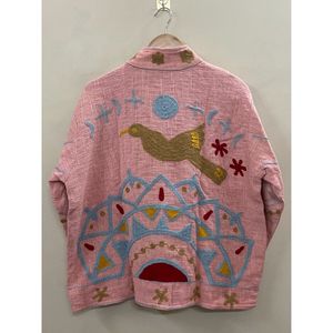 Floral Embroidered tnt Jacket <b>Women</b> Mandarin Collar Full Sleeve Autumn Open Front <b>Coat</b> Handmade Design - Product Image 3